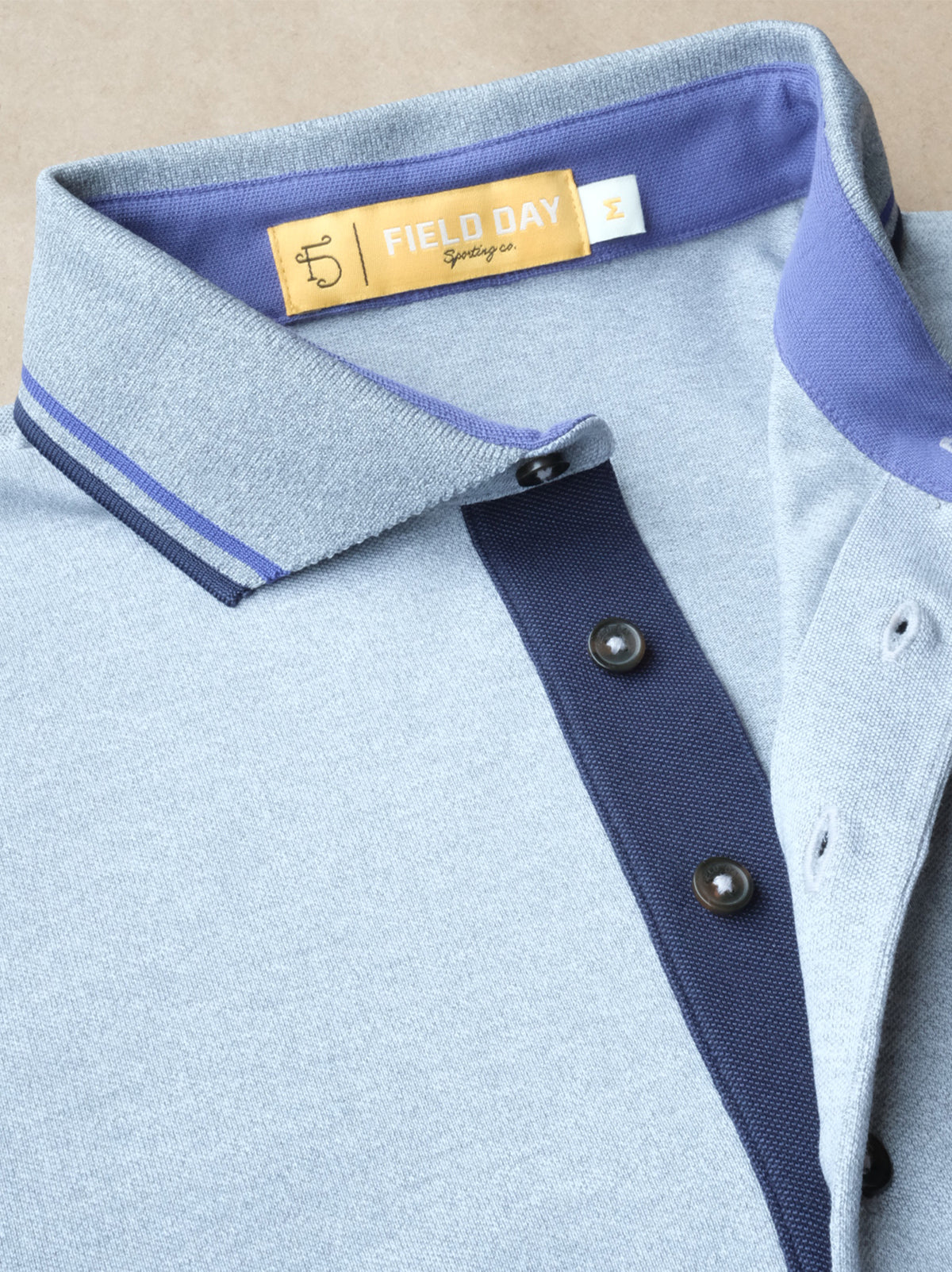 The Dunne Performance Polo - Light Grey Heather Racing Stripe