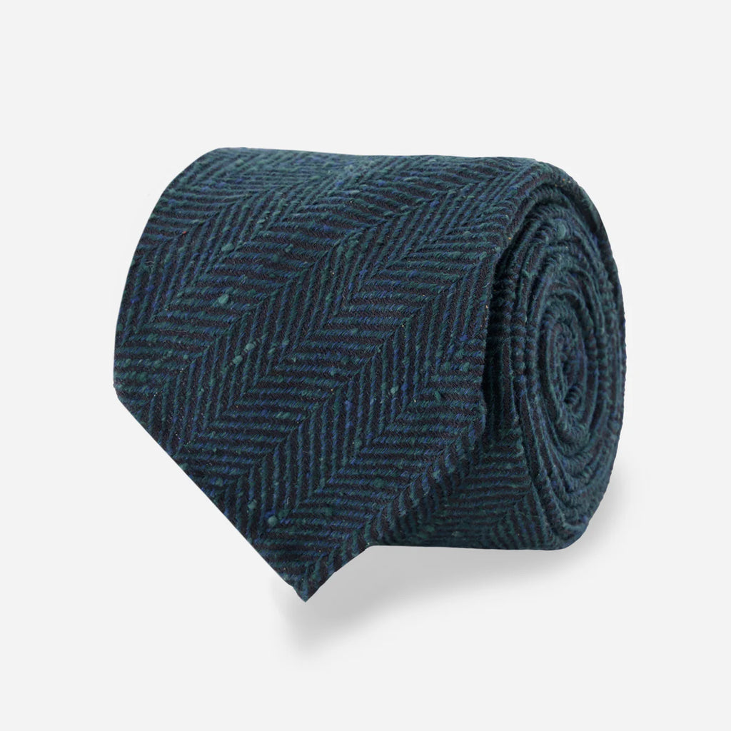 Affinato Herringbone Hunter Green Windsor Tie