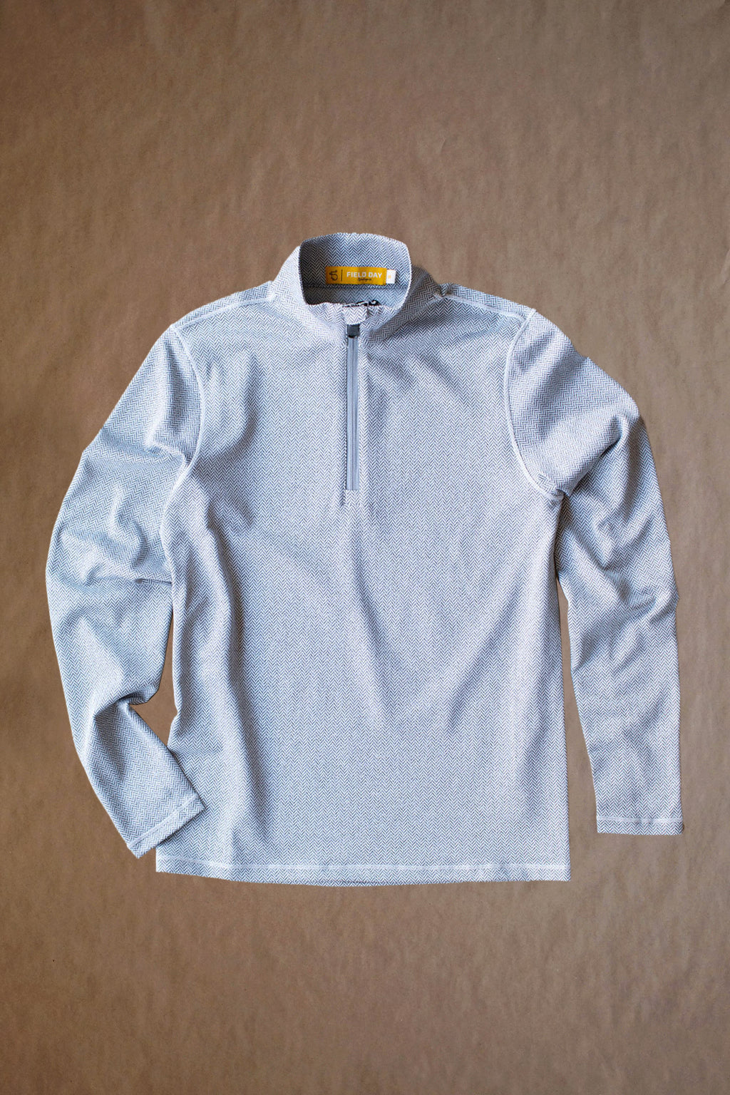 Palmer Performance 1/4 Zip - White Herringbone - Logo Overrun