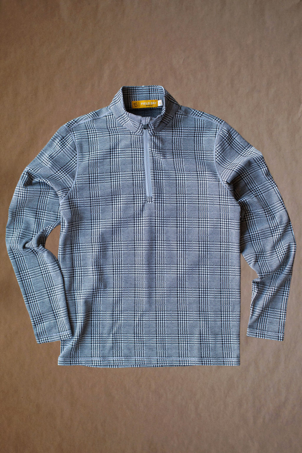 Palmer Doubleknit 1/4 Zip - Grey Glen Check - Logo Overrun
