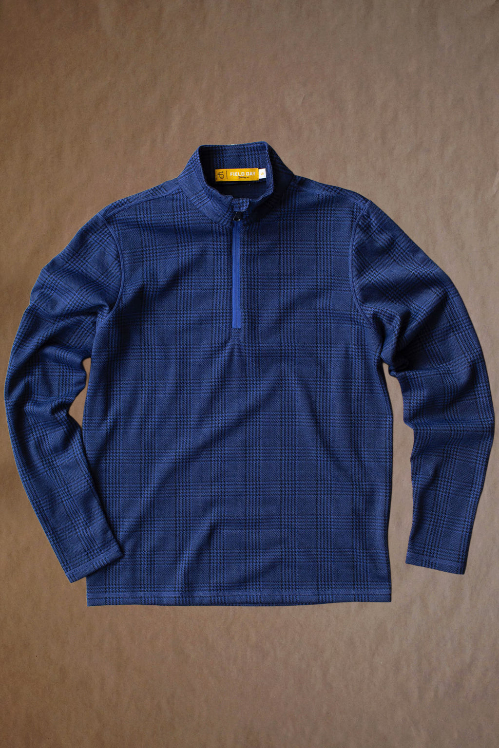 Palmer Double Knit 1/4 Zip - Navy Glen Check - Sample