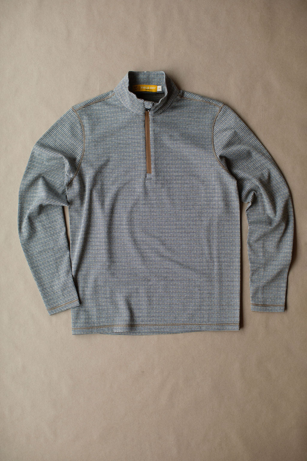Palmer Doubleknit 1/4 Zip - Driftwood Houndstooth - Sample