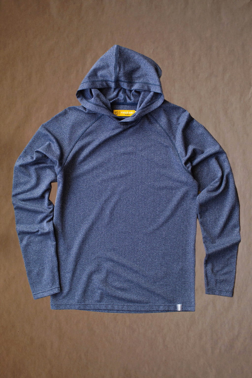 Palmer Performance Hoodie - Navy Herringbone - Logo Overrun