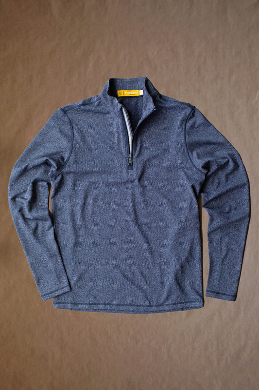 Palmer Performance 1/4 Zip - Navy Herringbone