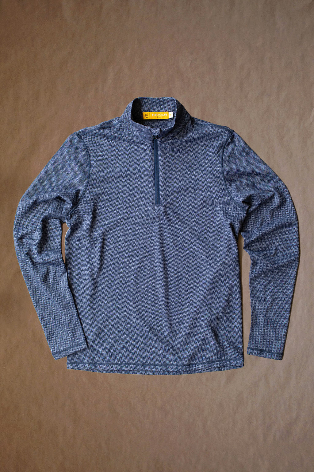 Palmer Performance 1/4 Zip - Navy Herringbone - Logo Overrun