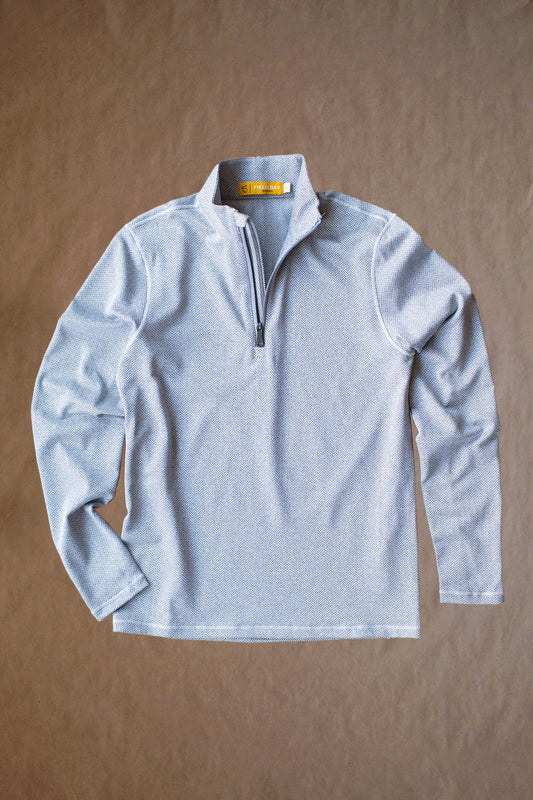 Palmer Performance 1/4 Zip - White Herringbone