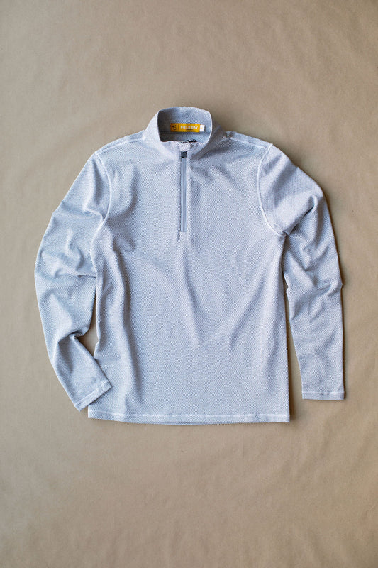 Palmer Performance 1/4 Zip - White Herringbone