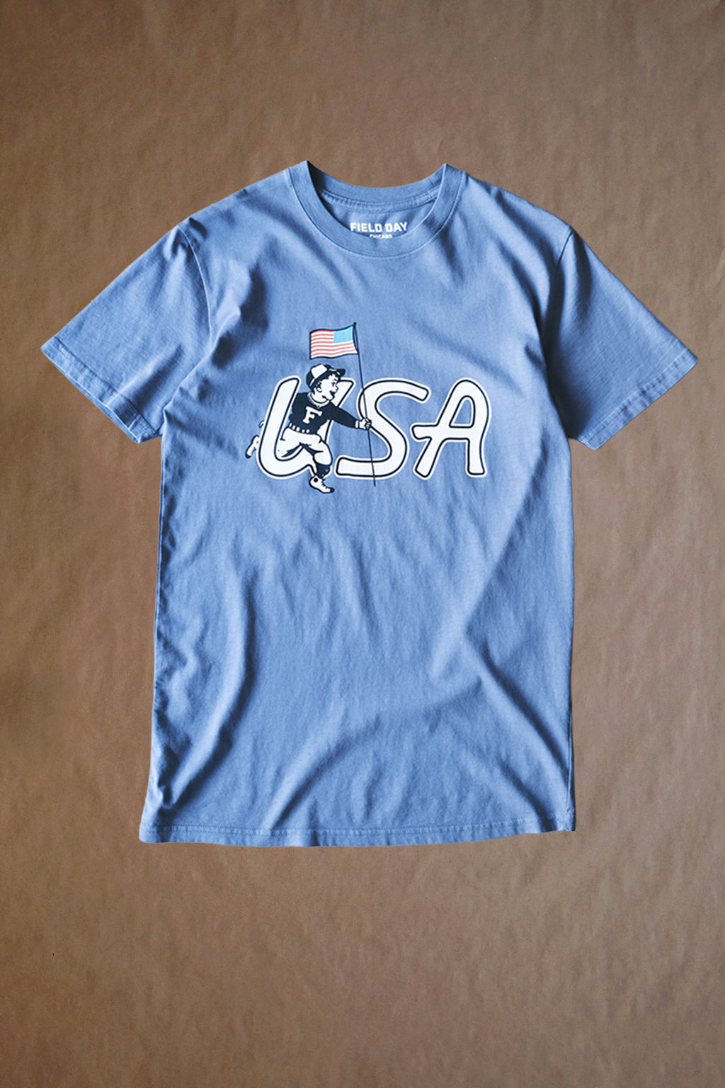 Run Boy USA Tee - Washed Blue