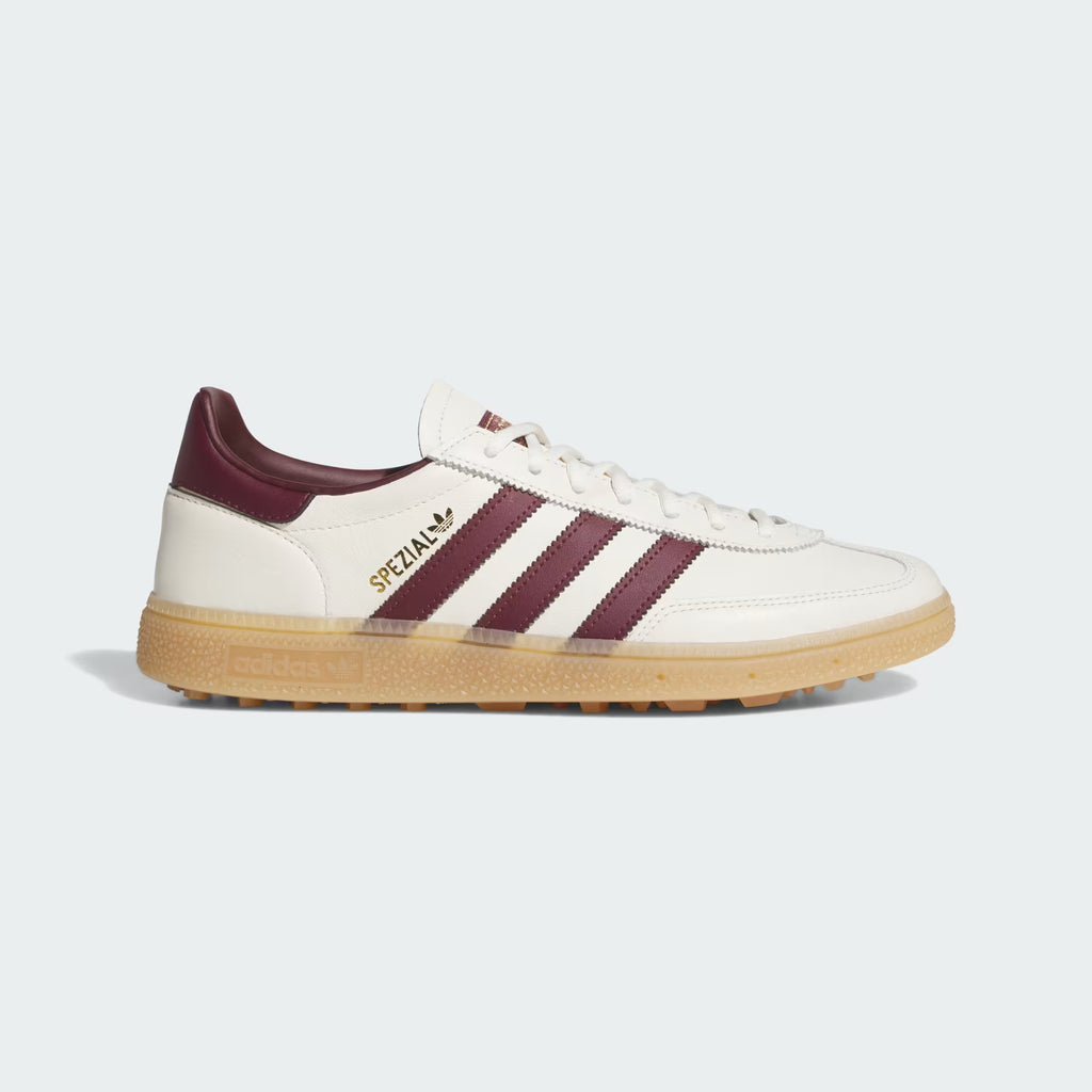 Spezial Spikeless Golf Shoe - Off White / Maroon / Gum
