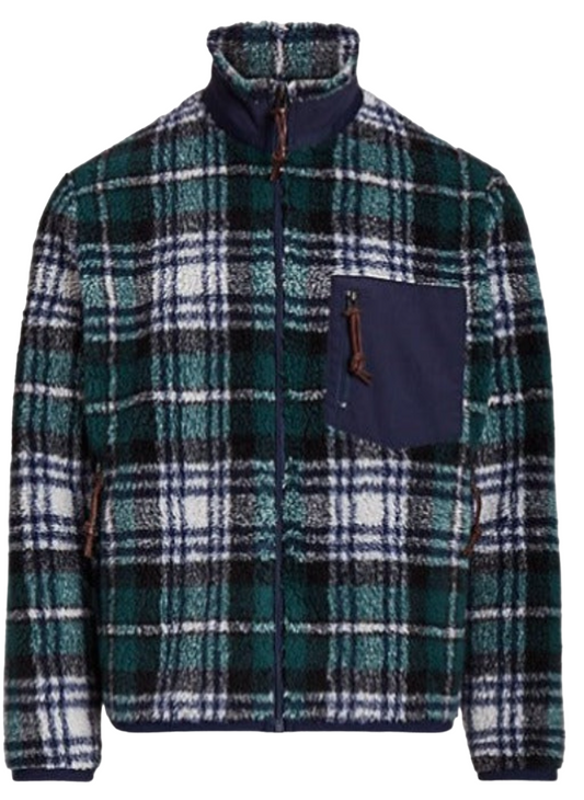 Plaid Pile Fleece Jacquard Jacket