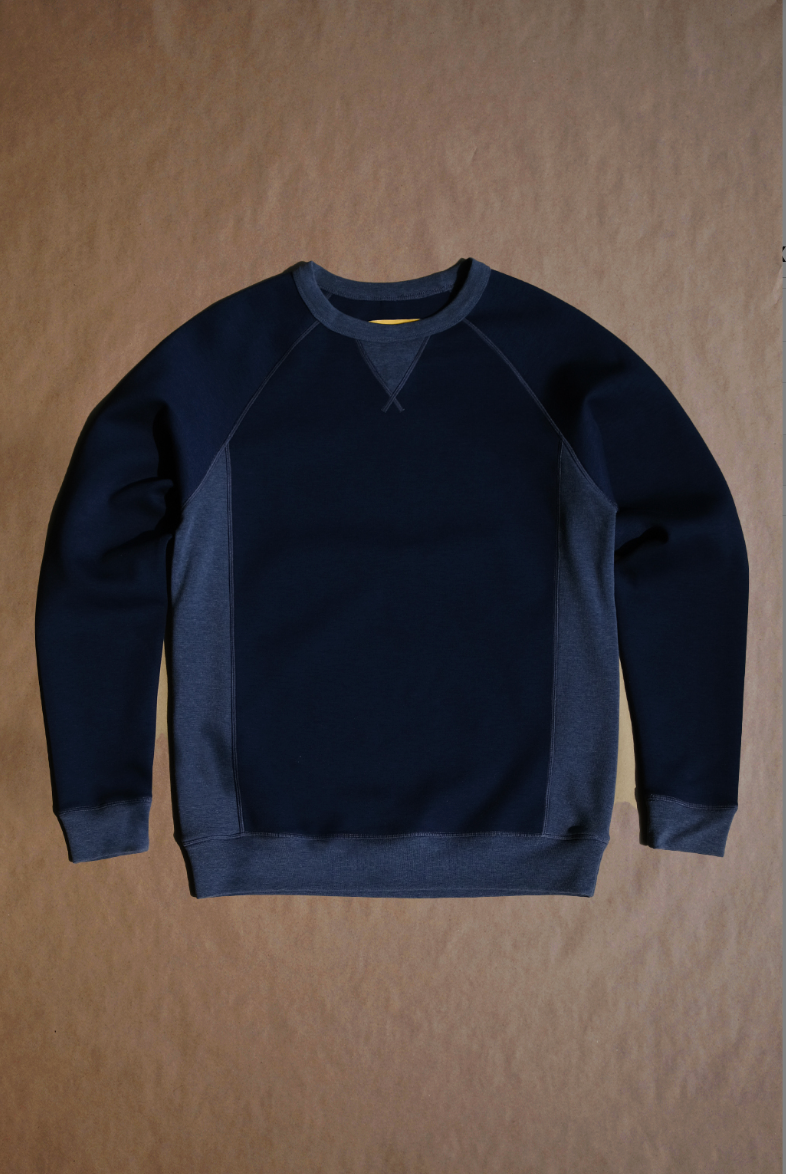 Hynds Raglan Crewneck - Navy/Navy Oxford - Sample