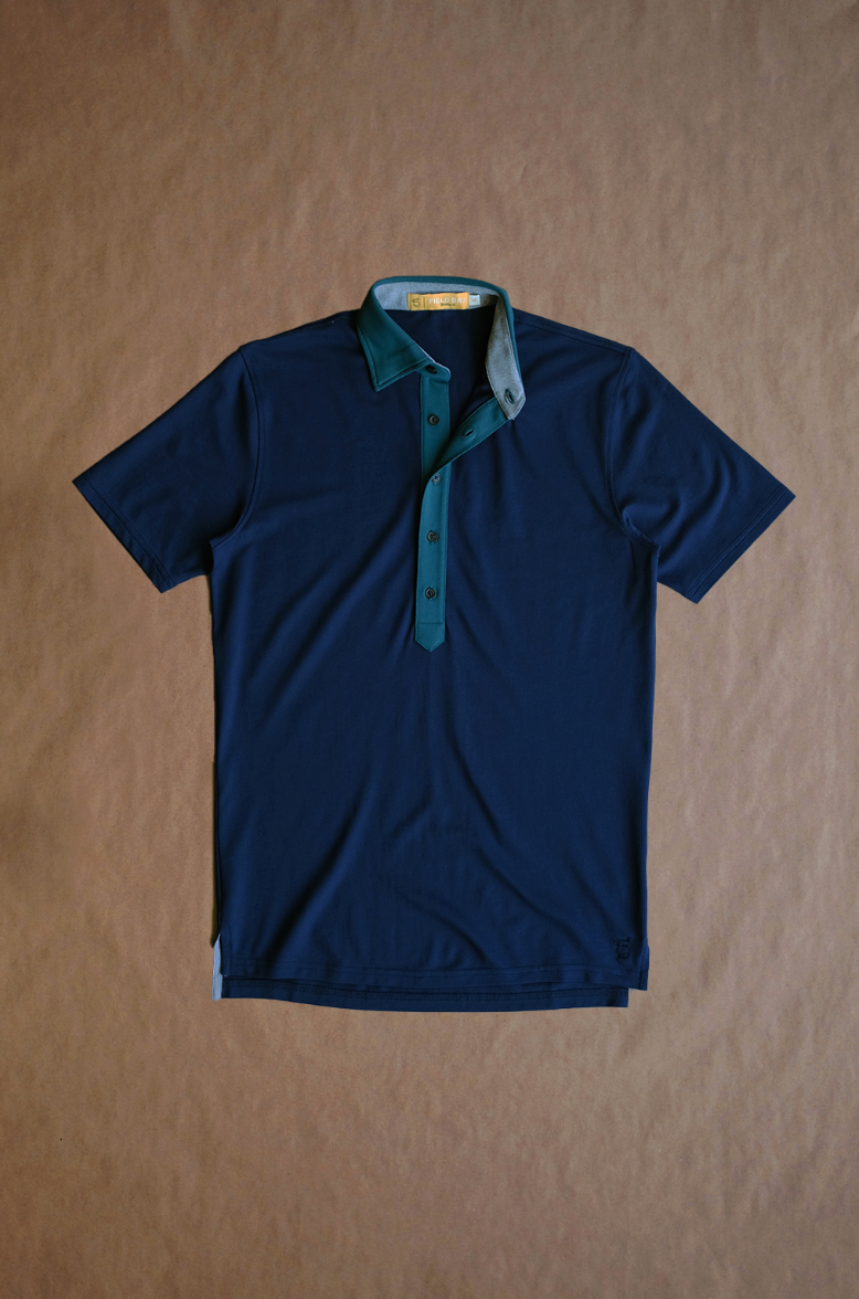 Ford 2-Tone 5 Button Polo - Navy/Fern