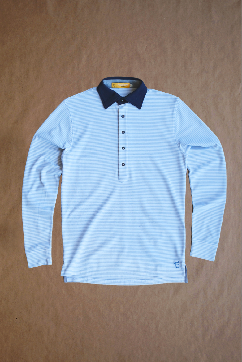 Ford 5 Button Long Sleeve Polo - Burnham Stripe