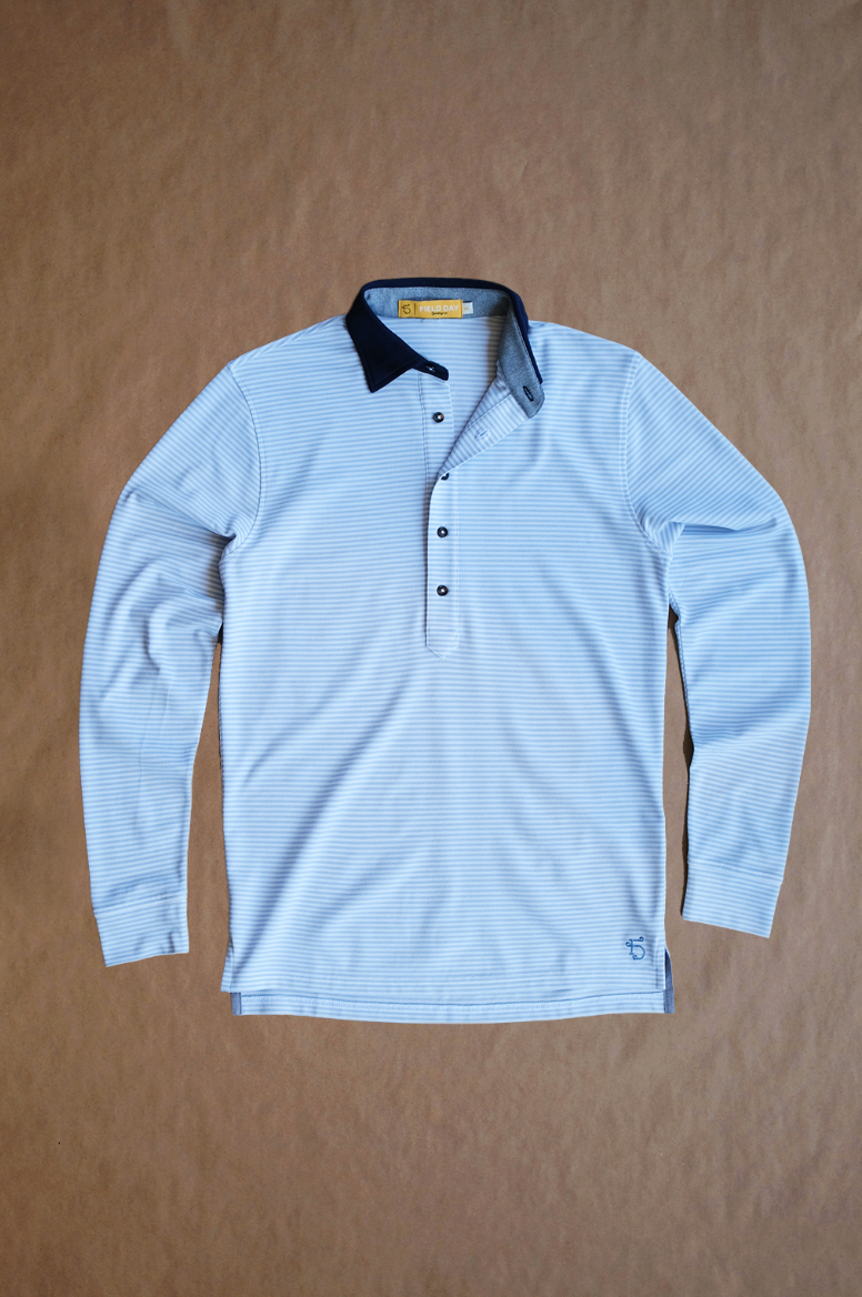 Ford 5 Button Long Sleeve Polo - Burnham Stripe