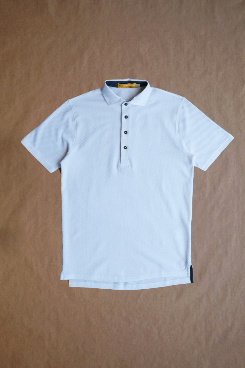 Fessenden Polo - White Tonal Houndstooth