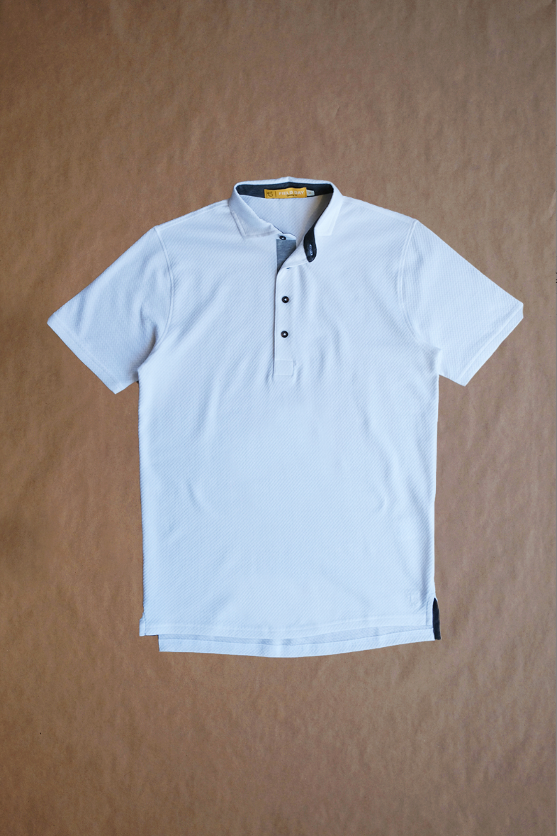 The Fessenden Polo - White Tonal Houndstooth