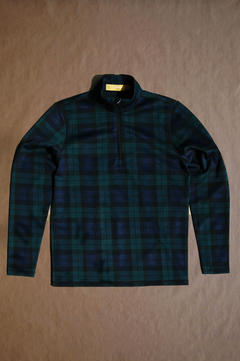 Palmer Doubleknit 1/4 Zip - Blackwatch Plaid - Sample