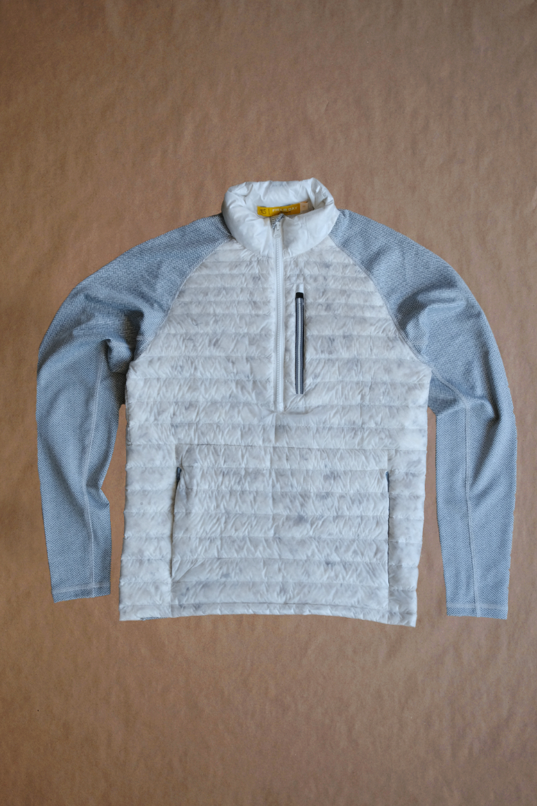 Palmer Performance Down Pullover - White Herringbone - Sample