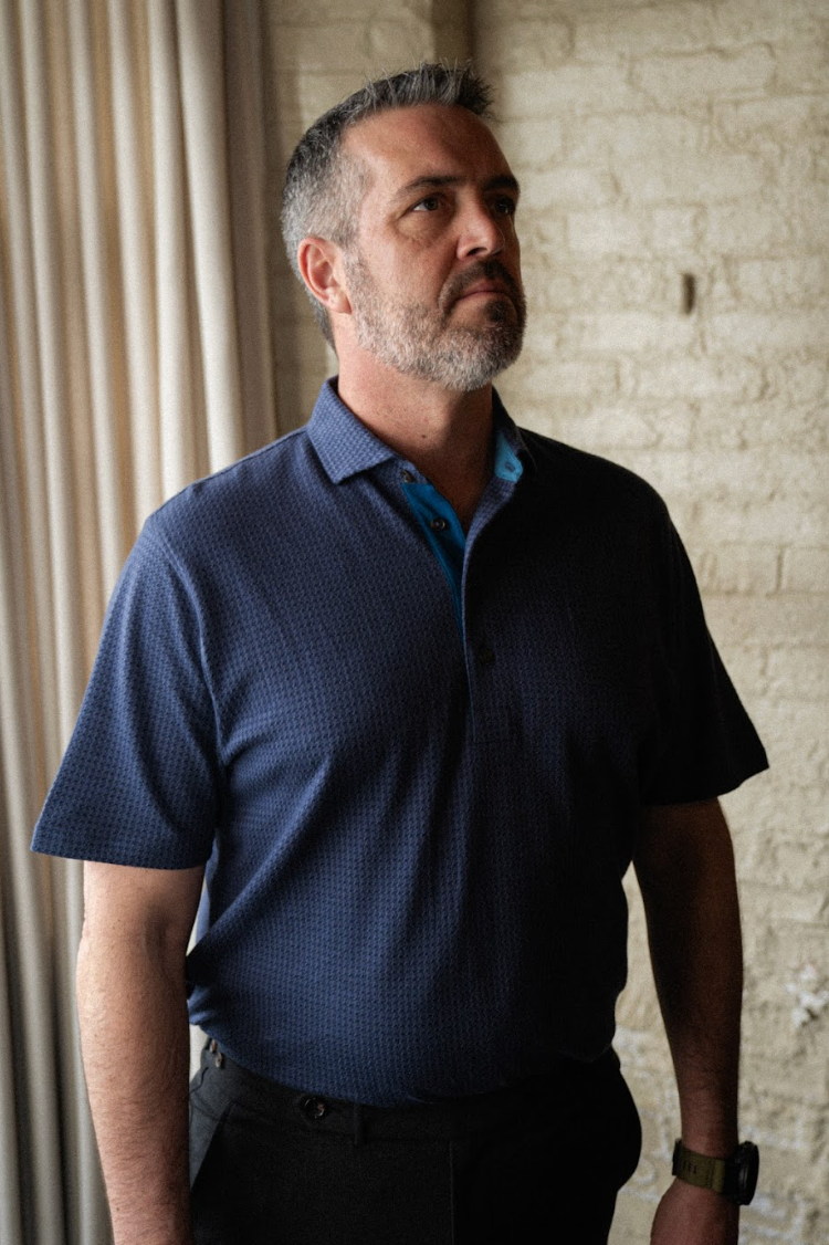 Fessenden Polo - Navy Tonal Houndstooth