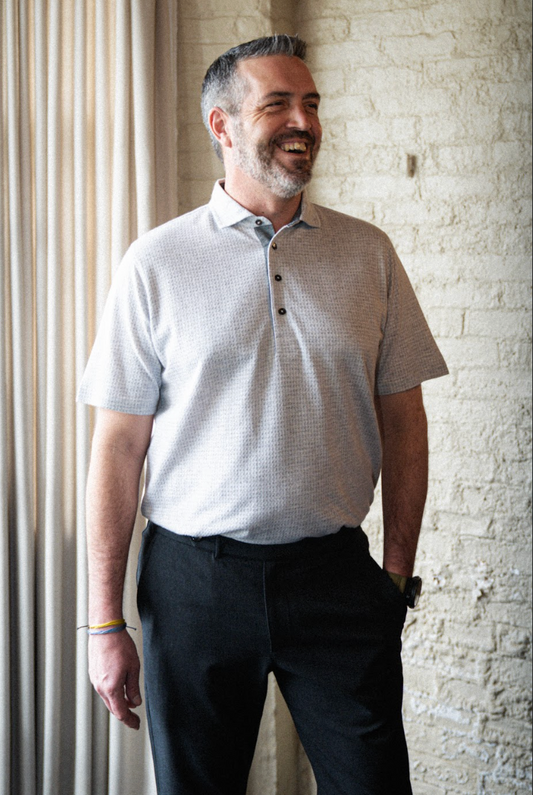 Fessenden Polo - Light Grey Heather Houndstooth