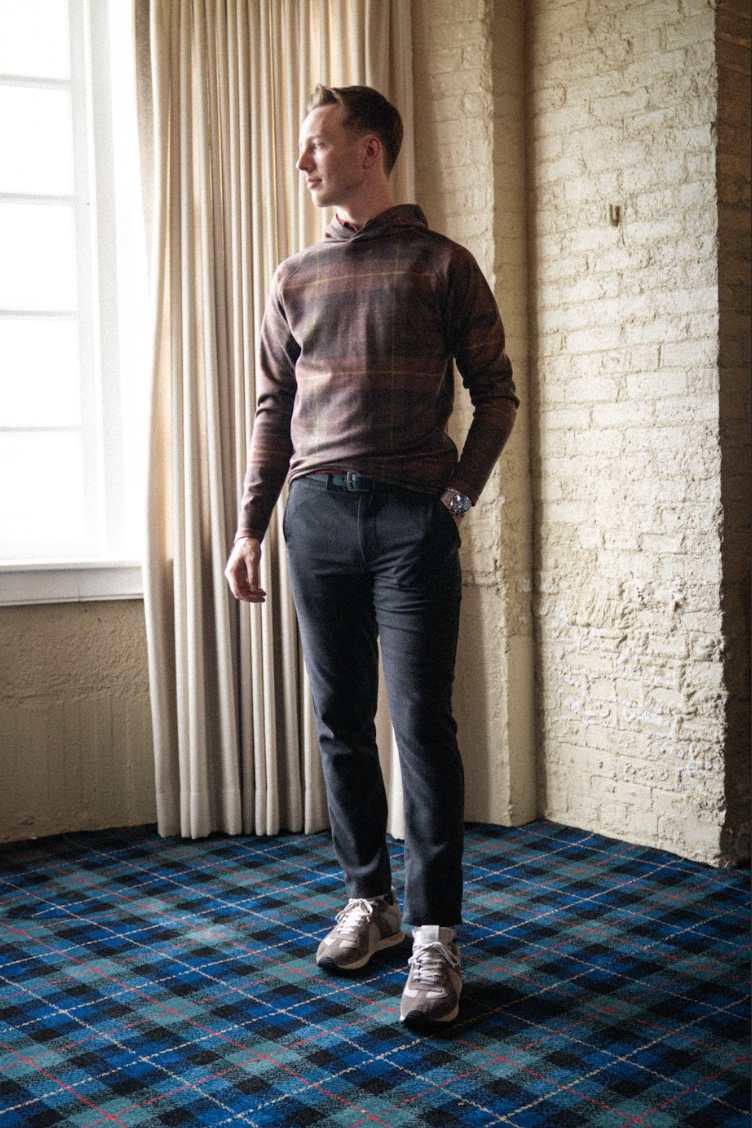 Dunbar Hoodie - Walnut Multi Check