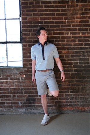 Ford 5 Button Striped Polo - Shedd Heather/White
