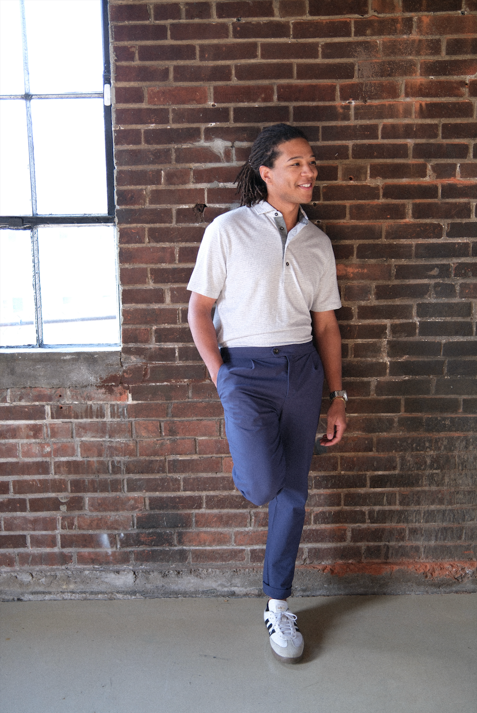 The Fessenden Polo - Light Grey Heather Houndstooth