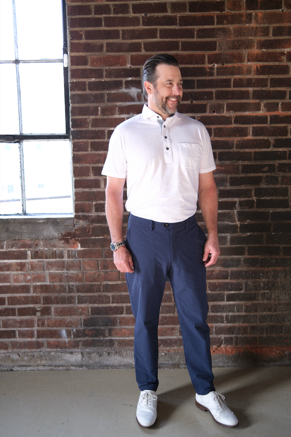 Francis 4 Button Pocket Polo - White