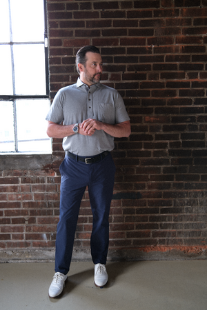 Francis 4 Button Pocket Polo - Cloud Heather