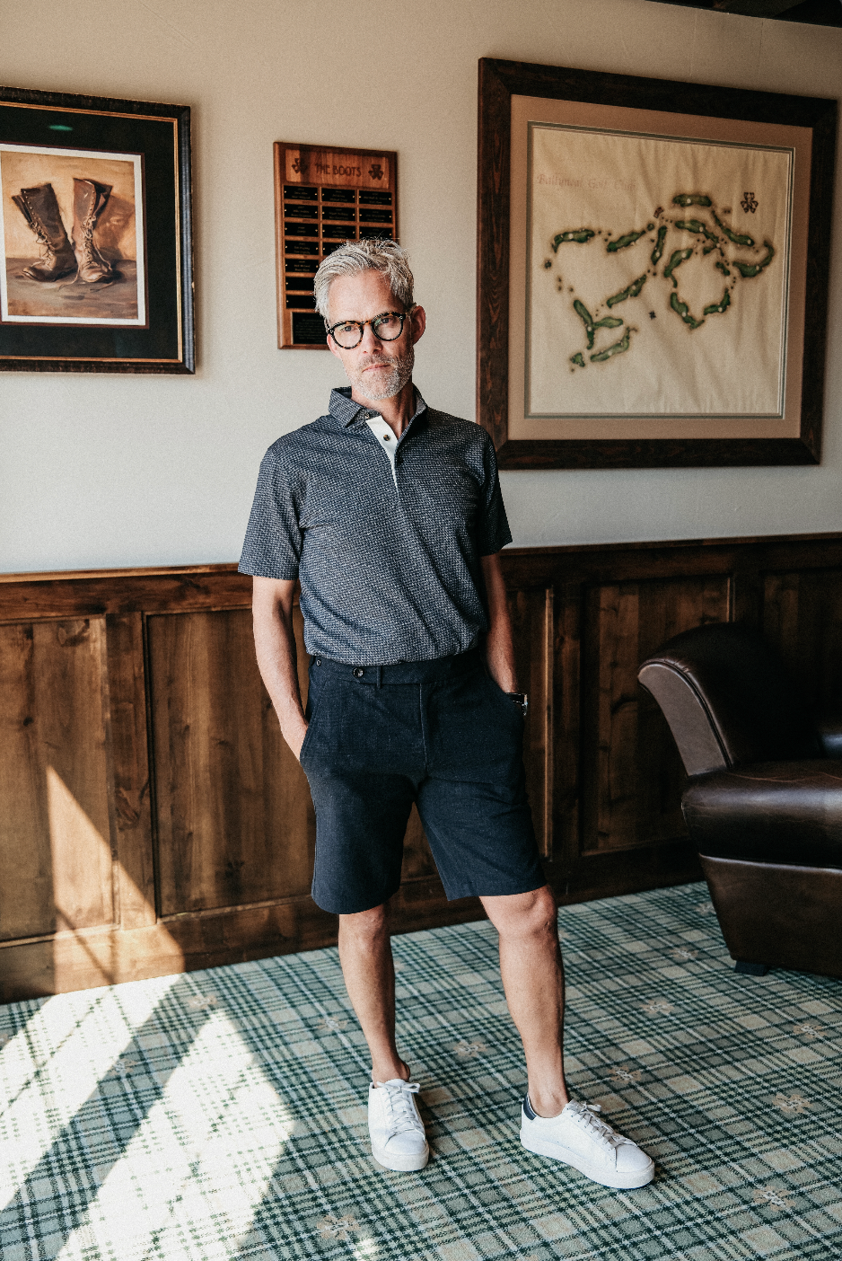 Cafferty Performance Jacquard Polo - Charcoal Heather Houndstooth