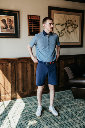 Ford 5 Button Striped Polo - Burnham Heather/Shedd