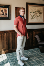Ford 5 Button Striped Polo - Red Line Heather/Ruth