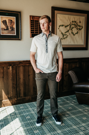 Ford 2-Tone 5 Button Polo - Fawn/Lt. Grey Heather
