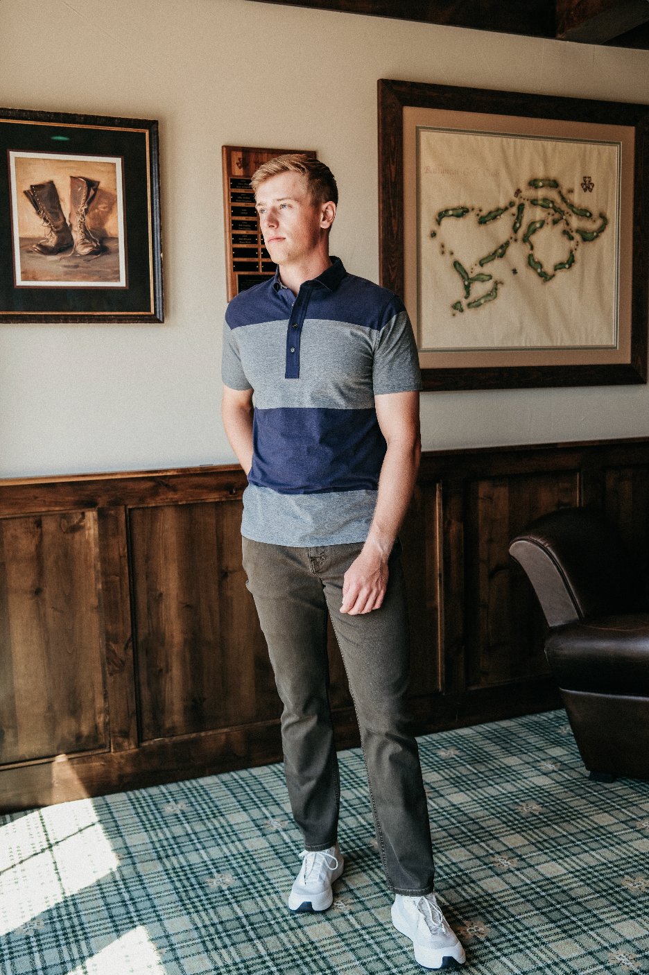 Hatteberg Polo - Navy/Lt. Grey Heather