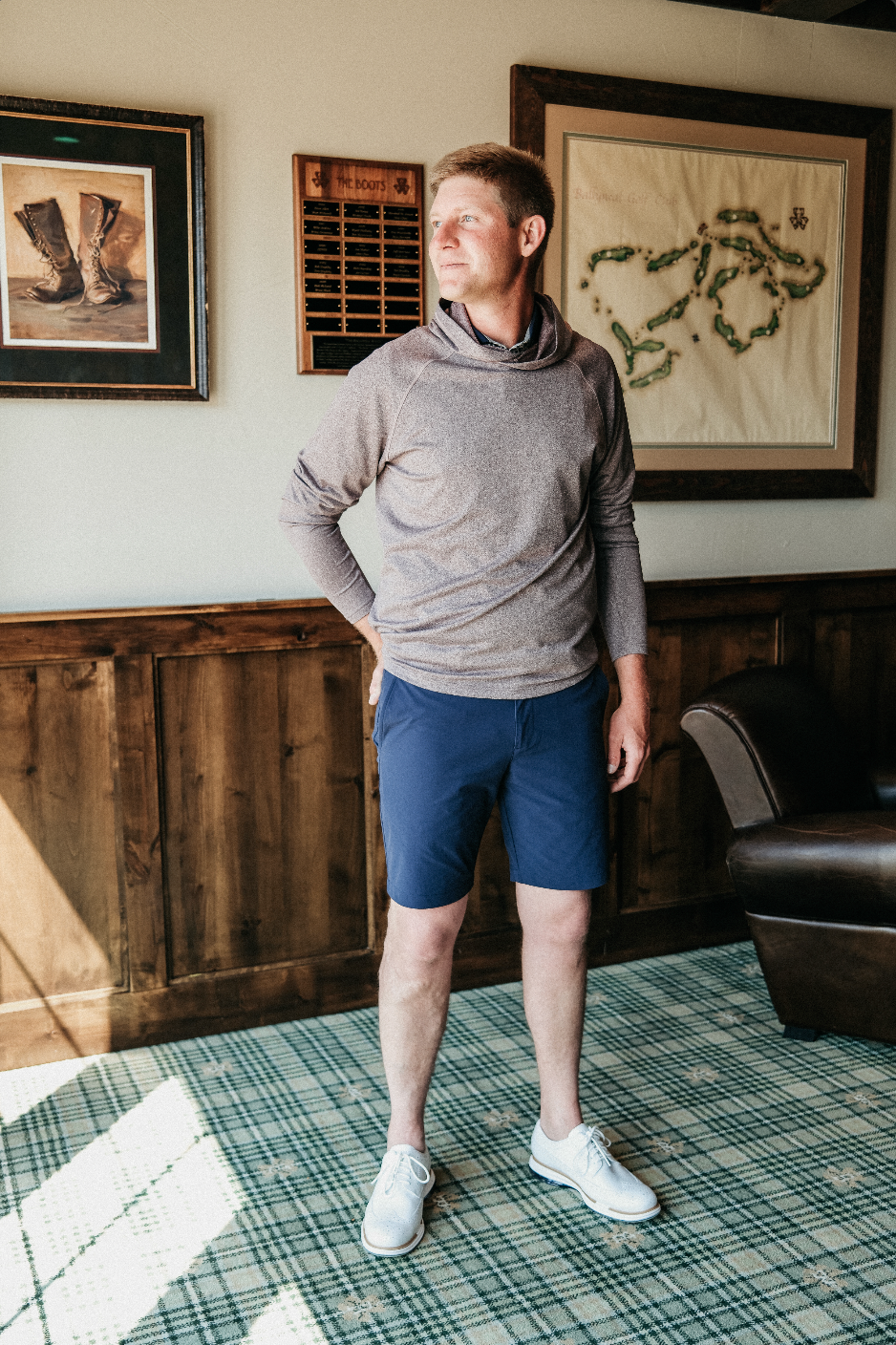 The Palmer Performance Hoodie - Redline Tonal Herringbone