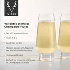 Raye™ Weighted Stemless Crystal Champagne Flutes - Set of 2