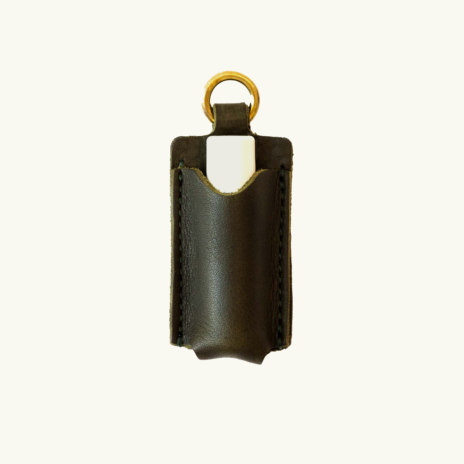 Full-Grain Leather Lip Balm Holder: Olive
