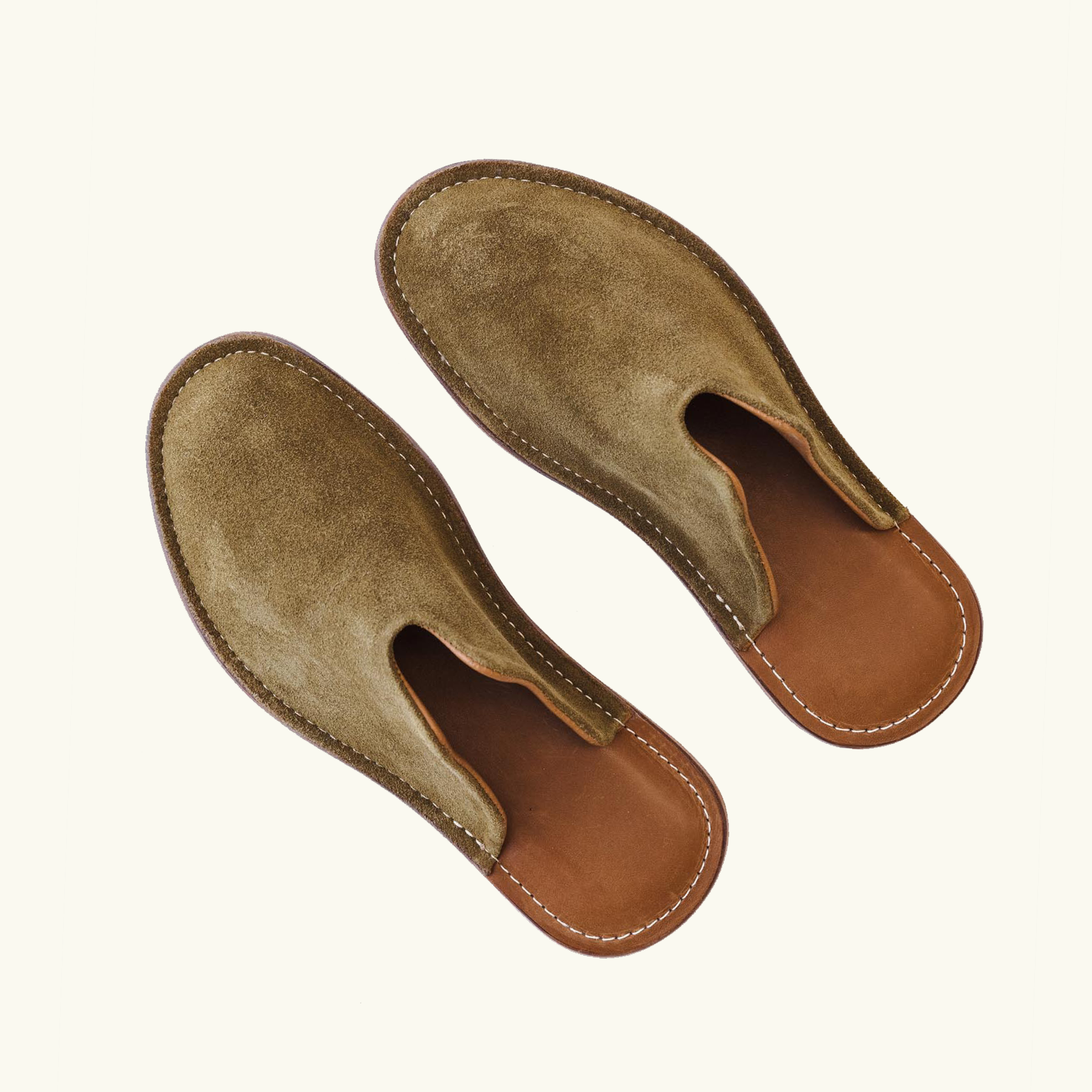 Mr. Grumpy Leather Slippers: Olive / Men's Medium 9-10