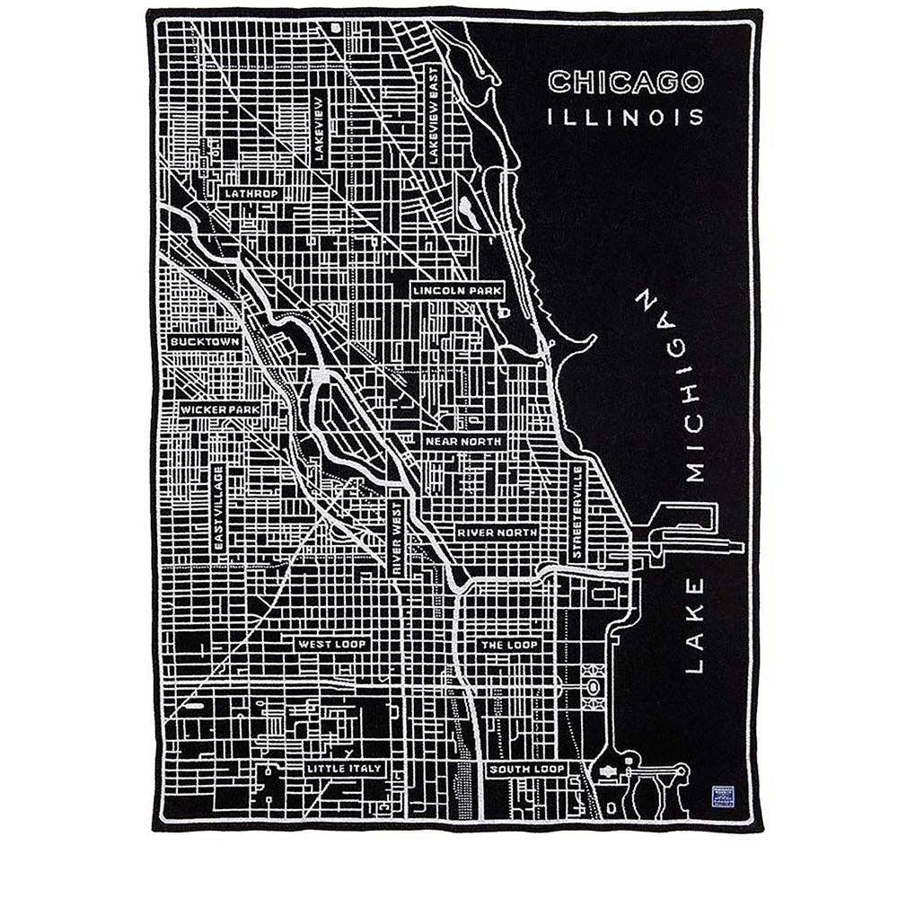 Chicago Map Wool Throw: Chicago