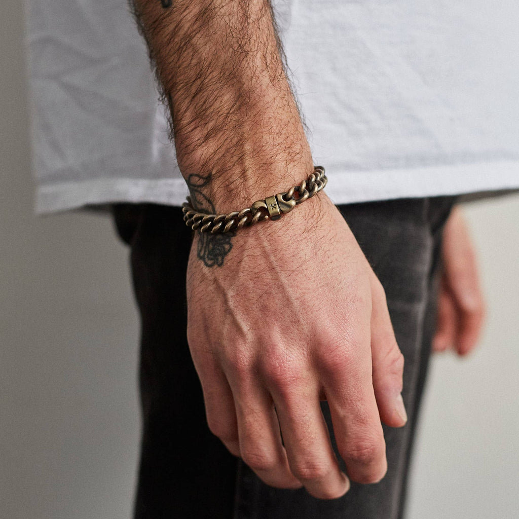 Signature Bracelet: Brass / Work Patina / Medium