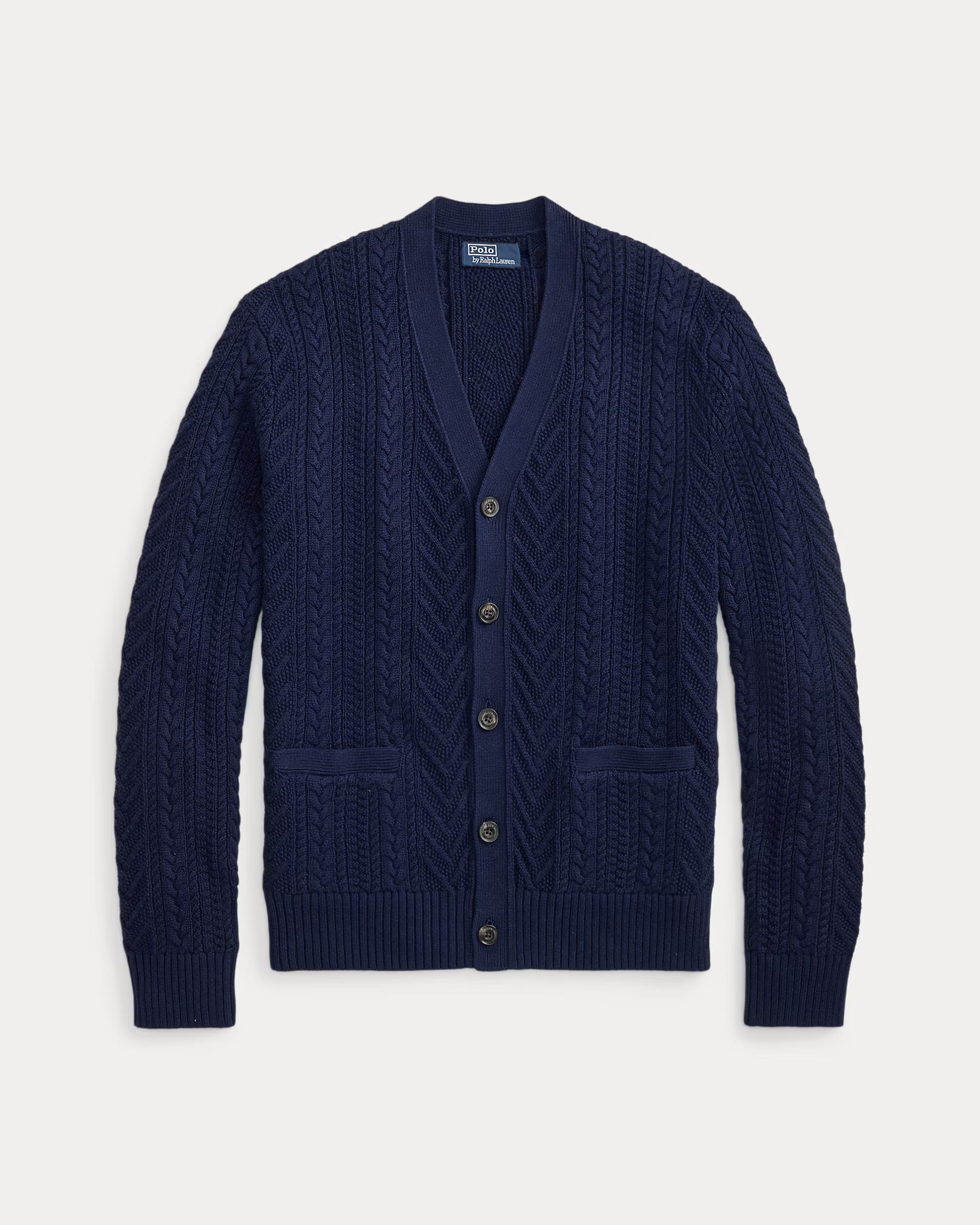 Aran-Knit Cotton Cardigan - Newport Navy