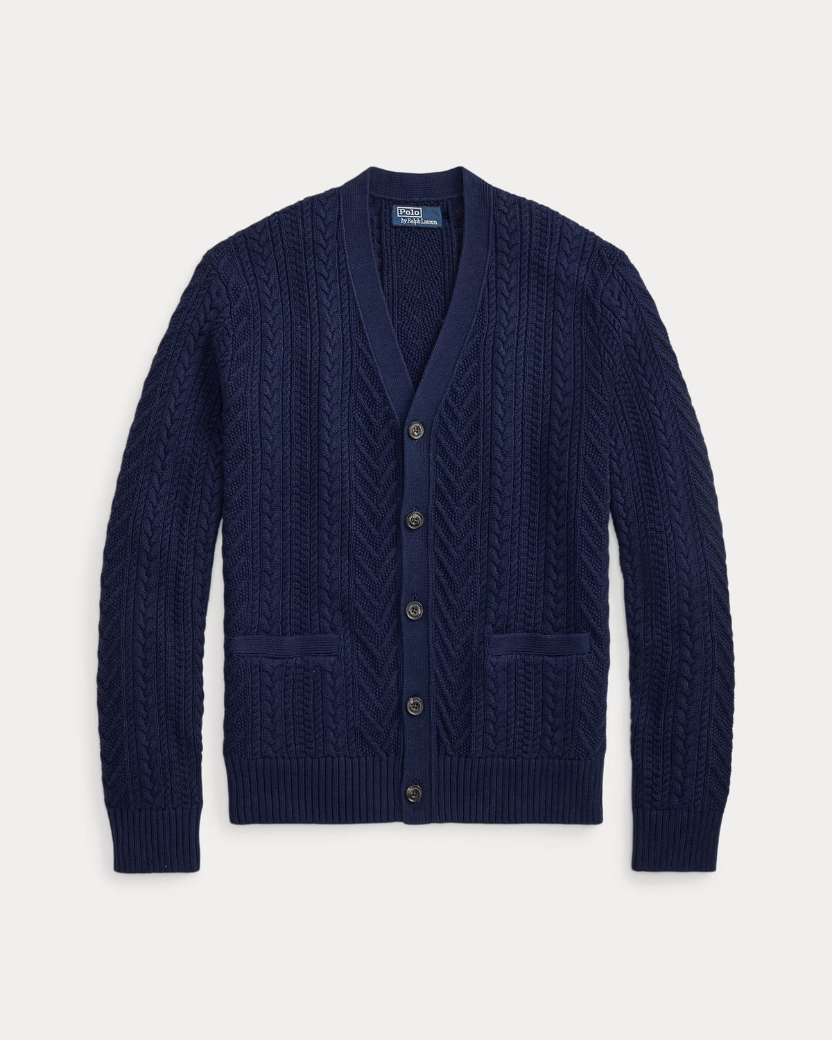 Aran-Knit Cotton Cardigan - Newport Navy