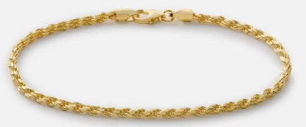 2.4mm Rope Chain Bracelet - Gold